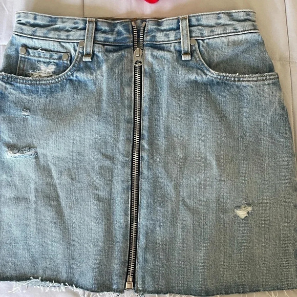 Rag & Bone front zip denim mini skirt in Mandy - Picture 8 of 14